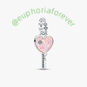 Pandora Opalescent Heart Key Dangle Charm